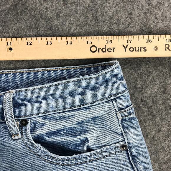 Carly Jean Womens Jeans 13 Blue Straight High Rise Baggy Button‎ Fly Distressed - Picture 10 of 14